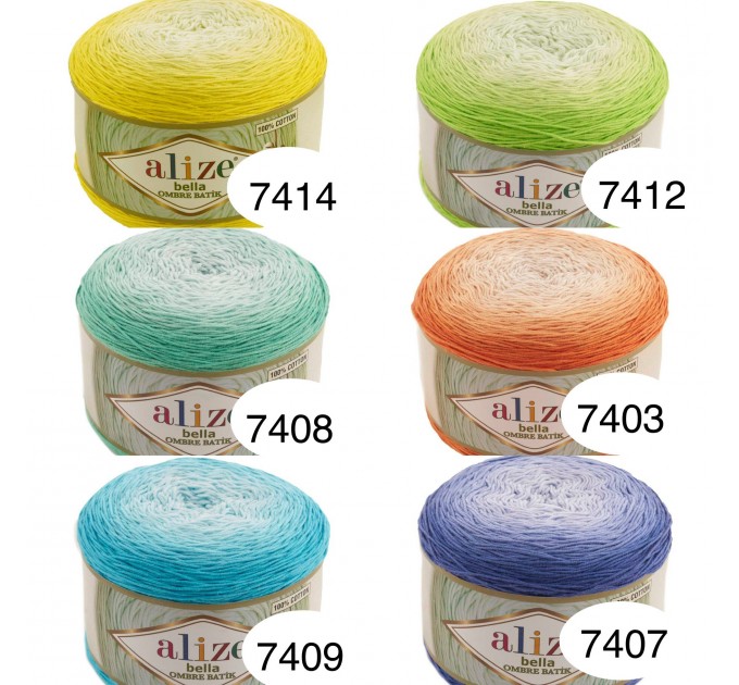  Alize BELLA OMBRE BATIK Yarn 250 gr 100 Organic Cotton Yarn knitting yarn, Crochet vegan yarn Soft Gradient yarn Summer Baby amigurumi yarn  Yarn  4