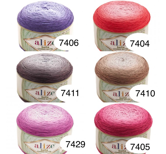  Alize BELLA OMBRE BATIK Yarn 250 gr 100 Organic Cotton Yarn knitting yarn, Crochet vegan yarn Soft Gradient yarn Summer Baby amigurumi yarn  Yarn  3