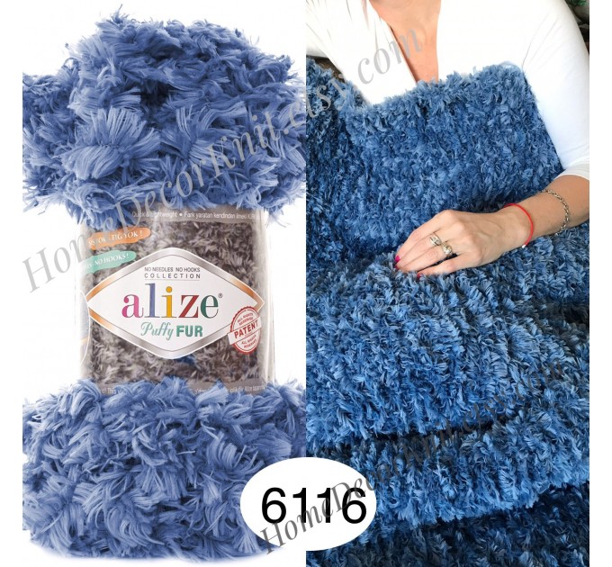 ALIZE PUFFY FUR Yarn, Big Loop For Hand Knitting Super Chunky Yarn Baby Rainbow Blanket No Hook No Neddled  Silky Sheen Smooth Yarn