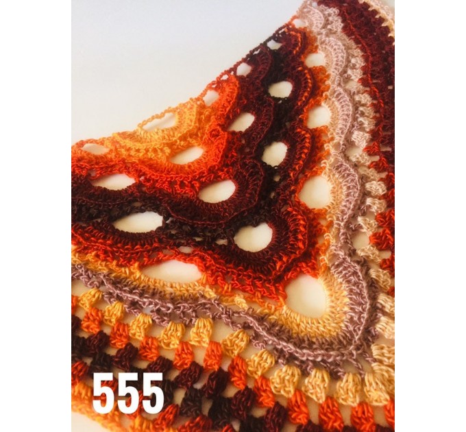  Black Outlander Crochet Shawl Wraps Fringe Burnt Orange Gift pin brooch Triangle Boho Rainbow Shawl Multicolor Hand Knitted Evening Shawl  Shawl / Wraps  9