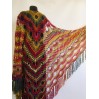 Crochet shawl wraps, Brown Outlander shawl pin brooch, Festival Boho hippie hand knit shawl vegan, Crochet triangle scarf gypsy Evening