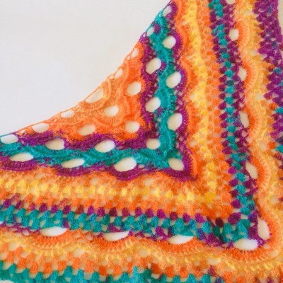 Rainbow Crochet Shawl Wraps Mohair Fringe Big Size Triangle Scarf women Hand Knit brooch Wool Shawl Gifts for Wife Multicolor Hippi Boho