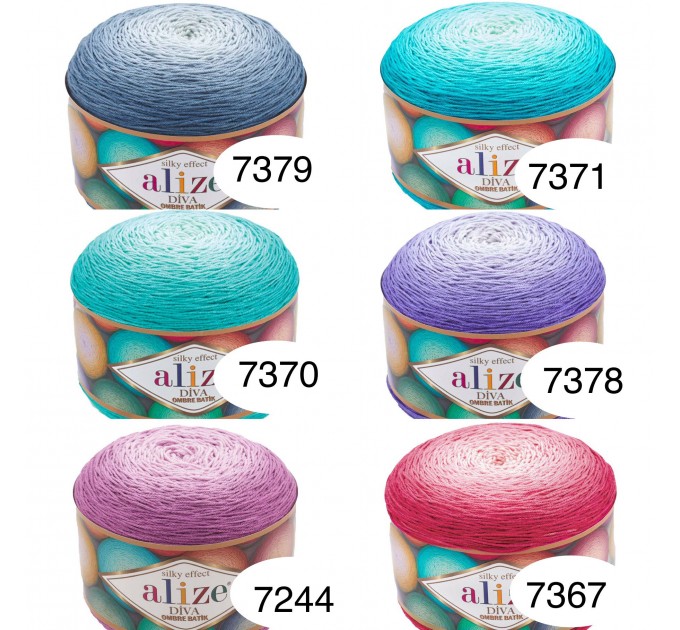  Alize DIVA OMBRE BATIK 250 gr Gradient Yarn Crochet Hand Knitting Hypoallergenic Yarn Microfiber Multicolor Lace Soft Summer Acrylic Rainbow  Yarn  2