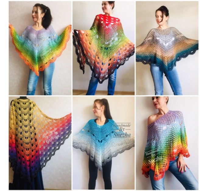  Crochet shawl, Lace shawl, Lace stole Knitted shawl, Crochet scarf gift for her Cotton shawl lace wrap Shrug bolero Striped triangular shawl  Shawl / Wraps  