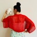  Red Summer Bolero Open Front 100 Cotton Women's Summer Cardigan Jacket Short Sleeve  Bolero / Shrug  