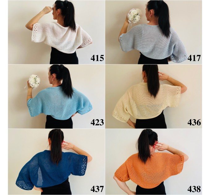  Orange Open Front Summer Cotton Bolero Shrug - Women's Short Sleeve Shrug Crop Cardigan Bolero Jacket  Bolero / Shrug  1