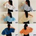  Light Blue Summer Knit Cardigan Bolero Shrug - Women's Short Sleeve Shrug Open Front Cotton Cardigan Bolero Jacket  Bolero / Shrug  1