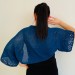  Blue Open Knit Boho Style Cotton Shrug, Handmade Bolero, Elbow Length Sleeve, Loose Knitted Shrug  Bolero / Shrug  5