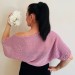  Pink Cotton Bolero Jacket Short Sleeve Summer Women's Open Front Shrug Cardigan  Bolero / Shrug  