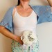Blue Cotton Bolero Cardigan Short Sleeve Summer Women's Open Front Jacket Crochet