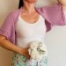  Pink Cotton Bolero Jacket Short Sleeve Summer Women's Open Front Shrug Cardigan  Bolero / Shrug  4