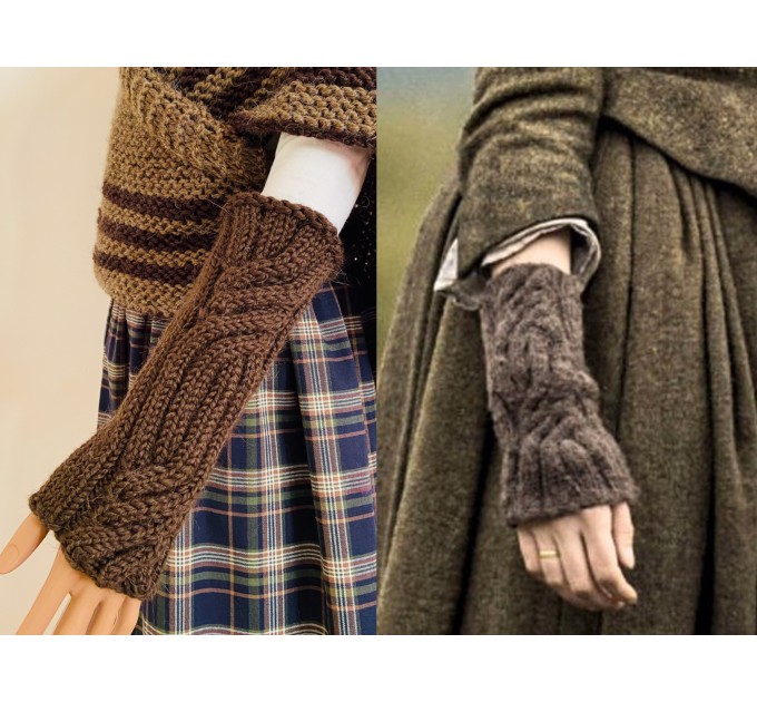  Outlander Fingerless Gloves, Beige Claire Mitten For Woman, Winter Alpaca Hand Warmer, Wool Long Fingerless, Knit Glove, Outlander Gifts  Mittens / Gauntlets  4