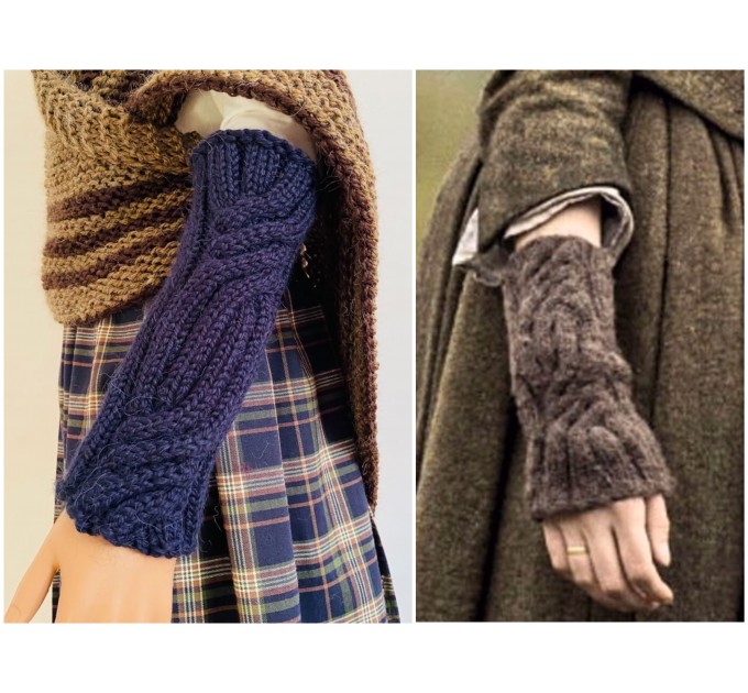 Milky Brown Outlander Claire Mittens, Outlander Gifts, Brown Claire's Mittens, Women Arm Warmers, Alpaca Wool Hand Knit Gloves, Claire's Fingerless Gauntlets, Winter Long Gloves