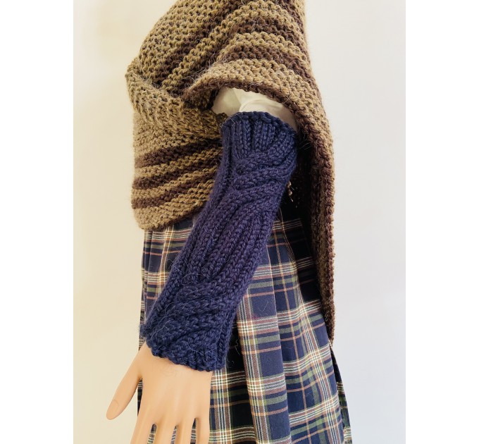  Brown Outlander Fingerless Glove, Woman Alpaca Hand Warmer, Claire Mittens For Woman, Wool Long Fingerless, Knit Glove Outlander gifts  Mittens / Gauntlets  9