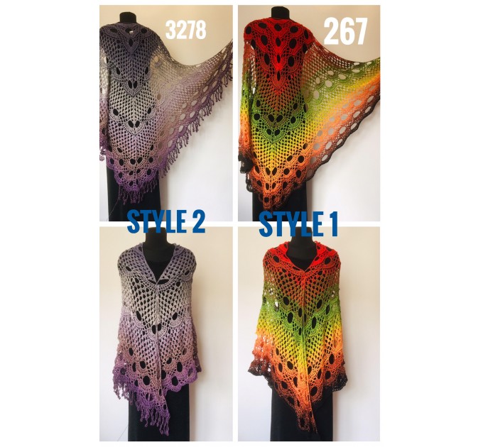  Crochet Poncho Women Boho Shawl Big Size Vintage Rainbow Cotton Boho Fringed Cape Hippie Gift for Her Bohemian Vibrant Colors Boat Neck  Poncho  1