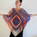  Green poncho women, Brown Plus size crochet cape wraps, Yellow Boho fringe vest Granny square, Vegan loose hand knit poncho  Acrylic / Vegan  2