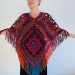  Rainbow Poncho Women, Granny square Patchwork Poncho Crochet Triangle Shawl Wraps Fringe, Plus size Festival Vegan Pride  Acrylic / Vegan  4