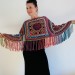  Multicolor Poncho Women, Crochet fringe vest, Crochet Triangle Shawl Wraps Fringe, Plus size Festival Wraps Vegan  Acrylic / Vegan  5