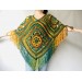  Green poncho women, Brown Plus size crochet cape wraps, Yellow Boho fringe vest Granny square, Vegan loose hand knit poncho  Acrylic / Vegan  