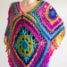 Rainbow Poncho Women, Granny square Patchwork Poncho Crochet Triangle Shawl Wraps Fringe, Plus size Festival Vegan Pride  Acrylic / Vegan  6