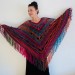  Rainbow Festival Plus Size Poncho, Shawl Pin, Easy Crochet Shawl Wraps, Shawl Fringe Boho Kimono Gift for-Women-Mom-Birthday-Gift, Hand Knit  Acrylic / Vegan  