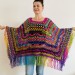  Rainbow Poncho Pride Women, Crochet outlander Triangle Shawl Wraps Fringe, Plus size Festival Vegan, Mom-Birthday-Gift-from-Daughter  Acrylic / Vegan  1