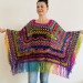 Rainbow Poncho Pride Women, Crochet outlander Triangle Shawl Wraps Fringe, Plus size Festival Vegan, Mom-Birthday-Gift-from-Daughter