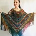  Multicolored Poncho, Boho Poncho, Evening cover up, Unisex Vegan Acrylic poncho Plus size oversize hippie knit poncho, Crochet Woman Poncho  Acrylic / Vegan  