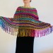  Rainbow Poncho Fringe, Plus size Poncho, hippie poncho festival clothes knit poncho mexico poncho crochet poncho women poncho color block winter cape  Acrylic / Vegan  1