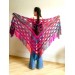  Boho crochet shawl Festival Clothing Woman Poncho, Plus Size Man poncho Triangle scarf Unisex oversize outlander hand knit long fringe shawl  Acrylic / Vegan  6