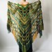  Boho crochet shawl Festival Clothing Woman Poncho, Plus Size Man poncho Triangle scarf Unisex oversize outlander hand knit long fringe shawl  Acrylic / Vegan  4