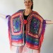  Crochet Shawl Poncho Fringe, Rainbow Oversized Festival Hippi Plus Size Clothing ,Women Hand Knitted Triangular Multicolor Wraps Boho Wool  Acrylic / Vegan  2