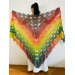  Rainbow women plus size shawl alpaca, red yellow green triangle shawl fringe, multicolor acrylic shawl, festival shoulder wrap  Mohair / Alpaca  2