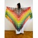  Rainbow women plus size shawl alpaca, red yellow green triangle shawl fringe, multicolor acrylic shawl, festival shoulder wrap  Mohair / Alpaca  6