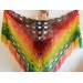  Rainbow women plus size shawl alpaca, red yellow green triangle shawl fringe, multicolor acrylic shawl, festival shoulder wrap  Mohair / Alpaca  