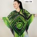  Orange Green Crochet Knit Triangle Poncho, Granny Square Boho Wool Poncho with Fringes - Women's Designer Ponchos Capes, & Wraps - Ombre Multicolor Poncho  Wool  12