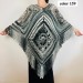  Orange Green Crochet Knit Triangle Poncho, Granny Square Boho Wool Poncho with Fringes - Women's Designer Ponchos Capes, & Wraps - Ombre Multicolor Poncho  Wool  15
