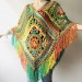 Crochet poncho women, Rainbow granny square sweater, Plus size hippie gypsy boho festival clothing, Hand knit shawl wraps fringe  Wool  