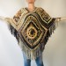  Brown poncho cape coat tribal cardigan boho shawl wool cape poncho knit poncho green fringe cape top mexico poncho unisex poncho wrap  Wool  