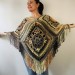  Green wool poncho women Festival Loose knit oversized poncho, Crochet lace hippie plus size poncho cape Evening shawl wraps  Wool  4