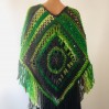 Green wool poncho women Festival Loose knit oversized poncho, Crochet lace hippie plus size poncho cape Evening shawl wraps