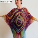  Orange Green Crochet Knit Triangle Poncho, Granny Square Boho Wool Poncho with Fringes - Women's Designer Ponchos Capes, & Wraps - Ombre Multicolor Poncho  Wool  2