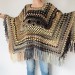 Blue wool Poncho Women, Gray Hippie Plus size Shawl, Loose knit fringe vest, Hand knit triangle lace scarf Evening Wraps Beige Black