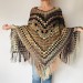 Blue wool Poncho Women, Gray Hippie Plus size Shawl, Loose knit fringe vest, Hand knit triangle lace scarf Evening Wraps Beige Black