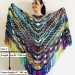  Green Shawl Fringe, Burnt orange Hand Knit lace triangle plus size Wool Wraps, Crochet Evening Hippie festival Scarf Multicolor  Wool  7