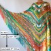  Green Shawl Fringe, Burnt orange Hand Knit lace triangle plus size Wool Wraps, Crochet Evening Hippie festival Scarf Multicolor  Wool  8