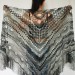  Crochet Shawl Wrap Green Triangle Boho Scarf Fringe Rainbow Shawl Big Multicolor Lace Shawl Hand Knitted Evening Shawl Gray Black White  Wool  4