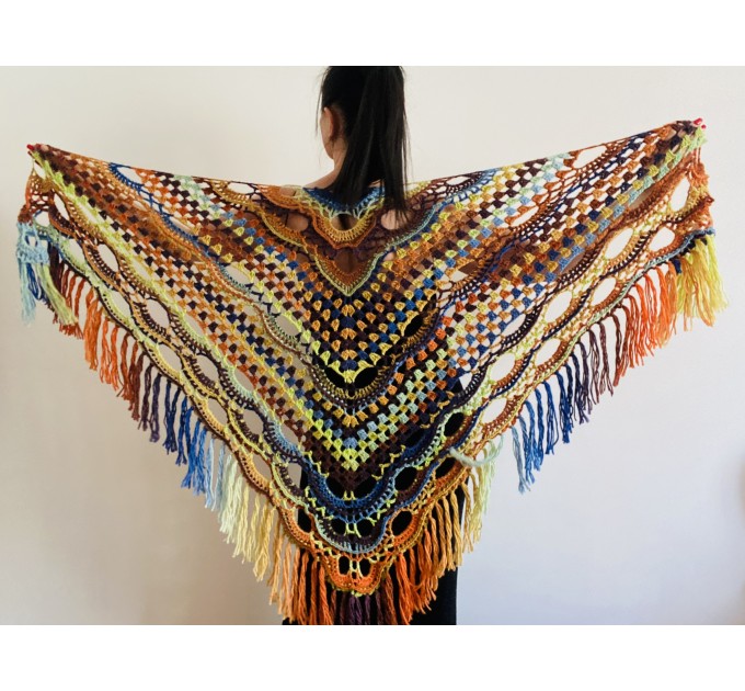  Witch shawl black gothik shawl obsidian wool fringe shawl women gradient shawl ombre crochet triangle shawl halloween witchy shawl festival  Wool  3