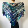 Blue Crochet Triangle Shawl Fringe Gray crochet shawl Wool shawl Green Festival shawl and wraps knit crochet wrap shawl for wedding