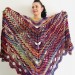  Green Shawl Fringe, Burnt orange Hand Knit lace triangle plus size Wool Wraps, Crochet Evening Hippie festival Scarf Multicolor  Wool  6